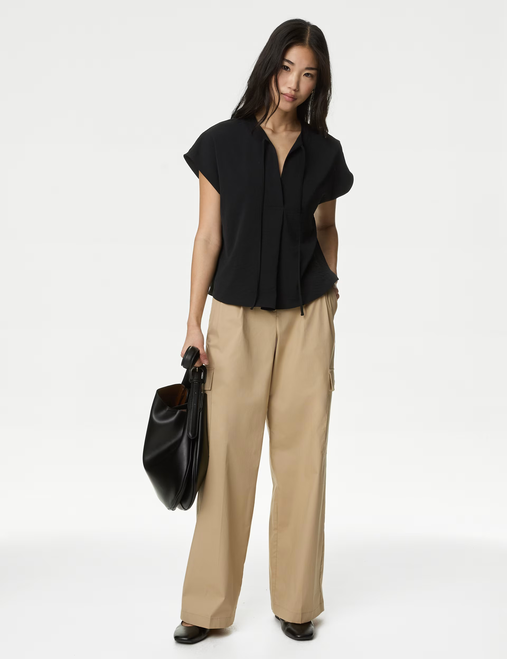 Tie Neck Popover Blouse | Marks & Spencer (UK)