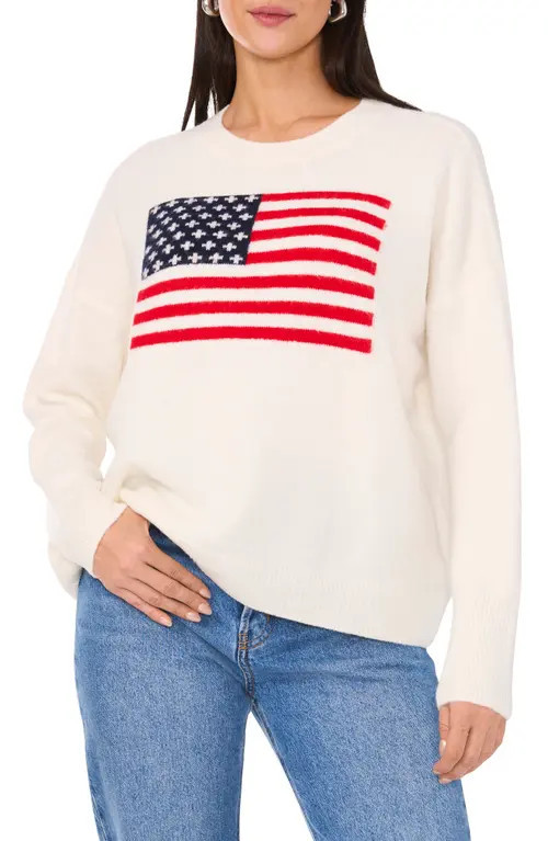 Vince Camuto Flag Graphic Sweater in Antique White at Nordstrom, Size X-Small | Nordstrom