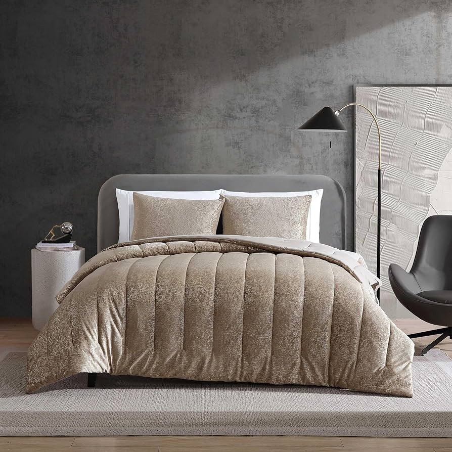 Kenneth Cole - Full/Queen Comforter Set, Velvet Metallic Bedding with Matching Shams, Velvet Home... | Amazon (US)