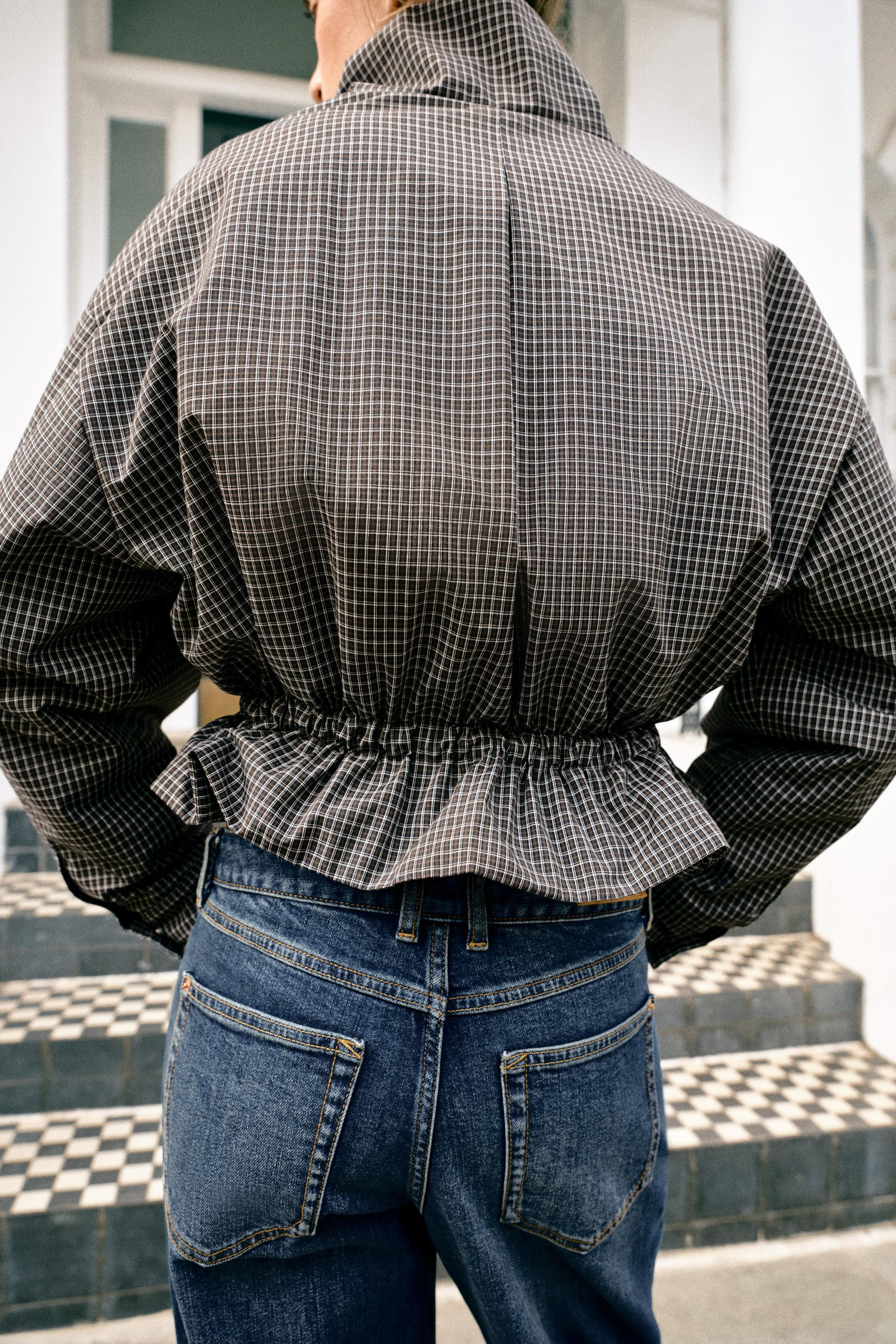 HIGH COLLAR CHECKED PUFFER JACKET | Zara UK
