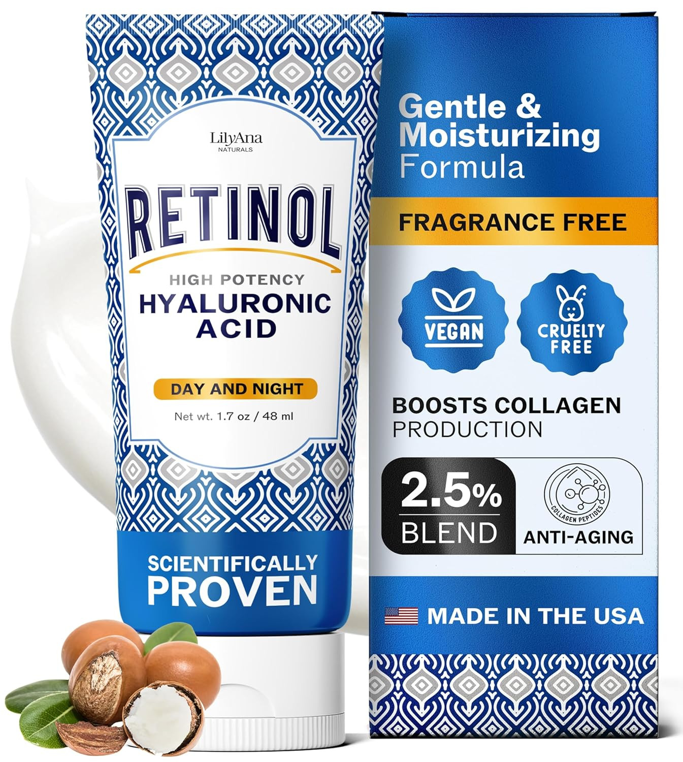 LilyAna Naturals Anti Aging Retinol Face Cream for Women – Wrinkle & Neck Cream for Firming, Re... | Amazon (US)