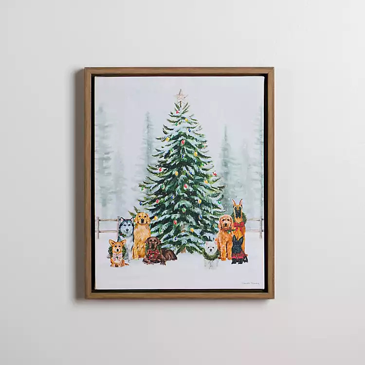 New! Christmas Tree with Dogs Canvas Art Print | Kirkland's Home