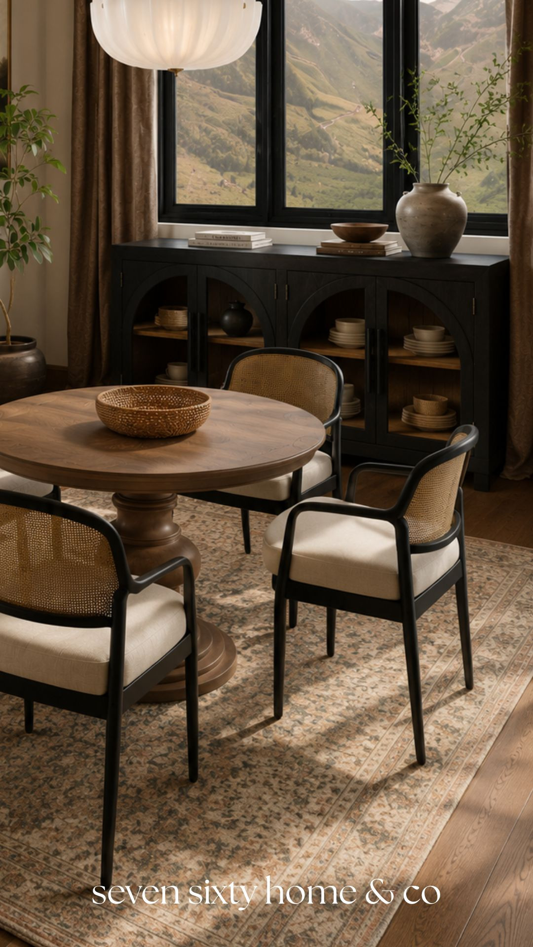 If you're planning a dining room makeover, focus on pieces that will last. A classic round dining table, comfortable upholstered chairs, layered lighting, and warm wood storage create a room that's just as functional for family dinners as it is for hosting guests.

Shop the complete dining room in LTK. 

 #LTKHome