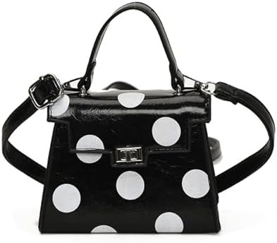 Polka Dot Purse Retro Crossbody Flap Satchel Purses Mini PU Leather Top Handle Shoulder Handbag f... | Amazon (US)