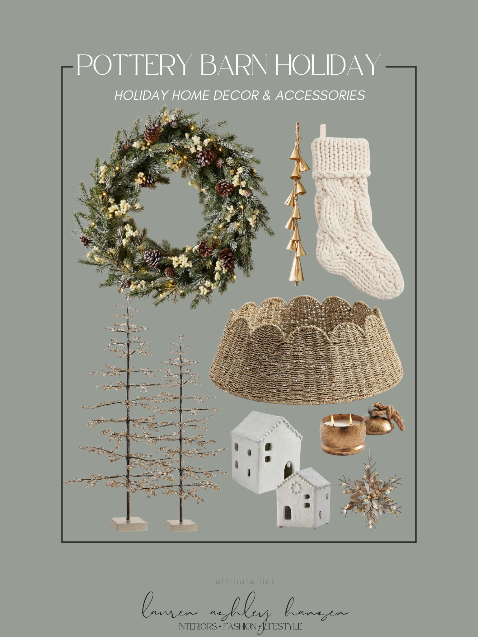 Pottery Barn holiday home finds! How beautiful is this wreath! It would be perfect for the holiday season and winter months too. I love these trees too, and I always love having bells to decorate with around the house! 

#LTKHoliday #LTKstyletip #LTKhome