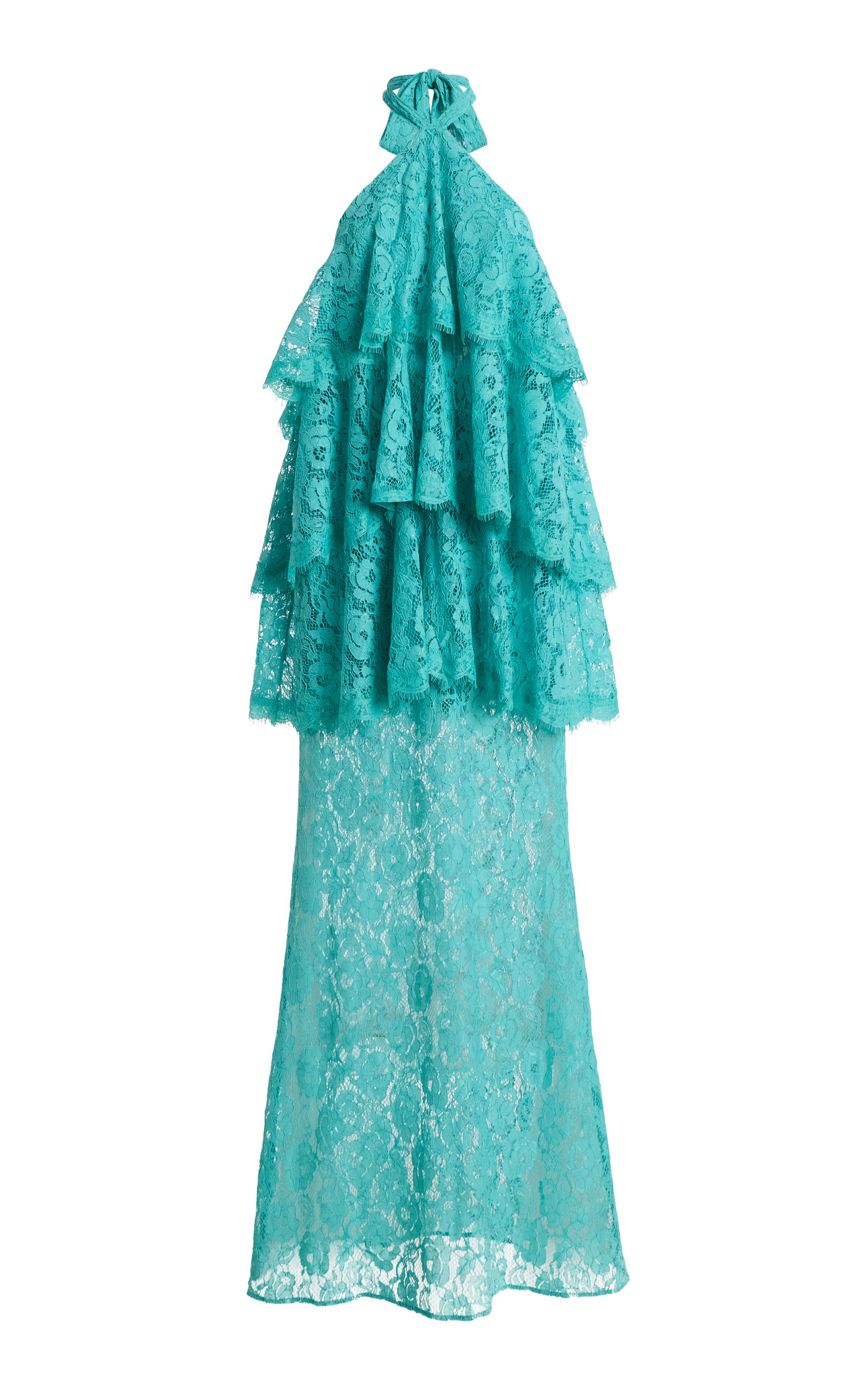 Exclusive Gaia Tiered Lace Maxi Halter Dress | Moda Operandi (Global)