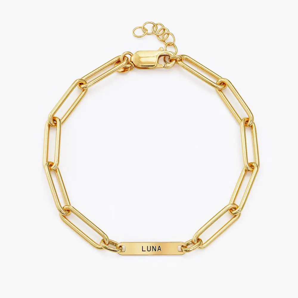 Ivy Name Paperclip Chain Bracelet - Gold Vermeil | Oak & Luna (US)