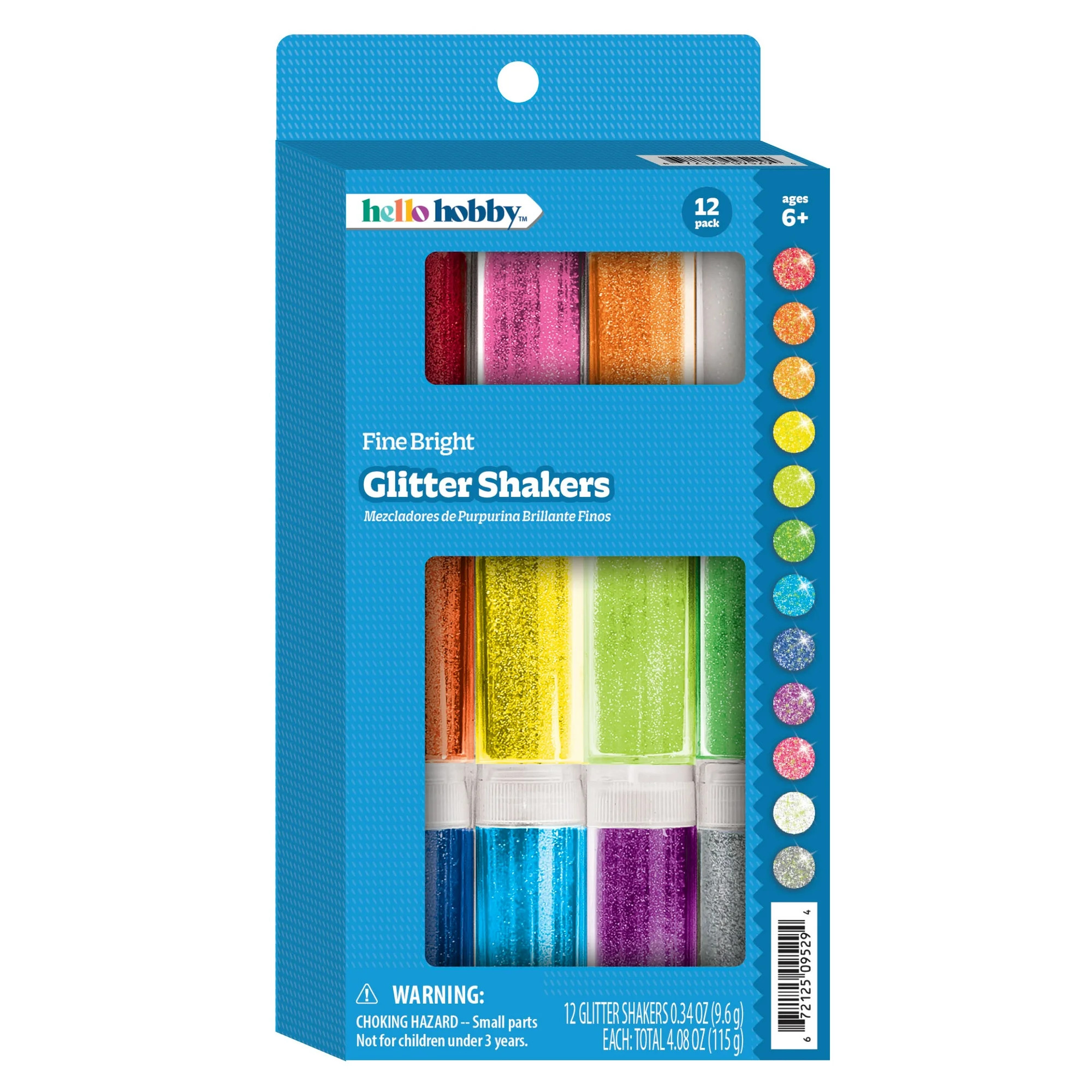 Hello Hobby Bright Fine Glitter Shakers, 12 Pack | Walmart (US)