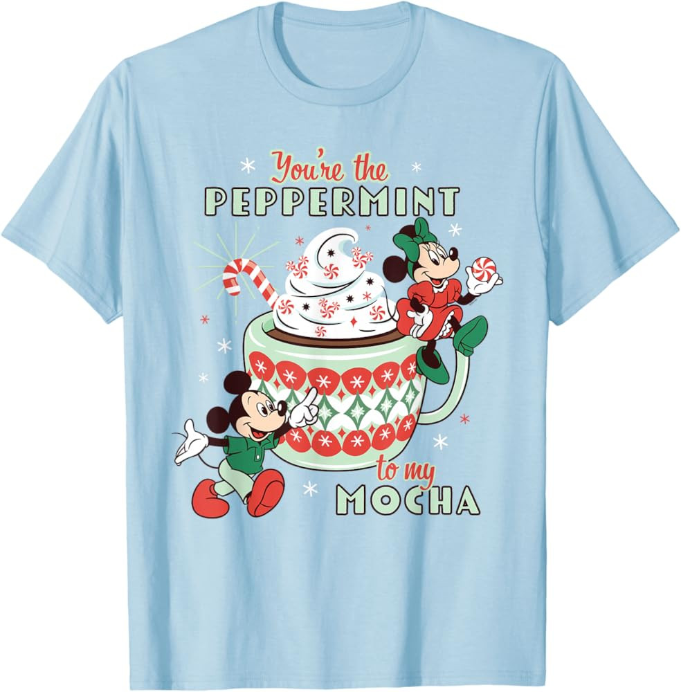 Disney Mickey & Minnie The Peppermint to My Mocha Holiday T-Shirt | Amazon (US)