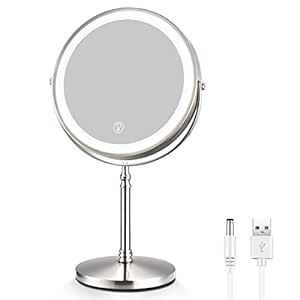 AMZNEVO Rechargeable 8'' Lighted Makeup Mirror, 1X 10X Magnifying Vanity Mirror with 3 Color LED ... | Amazon (US)