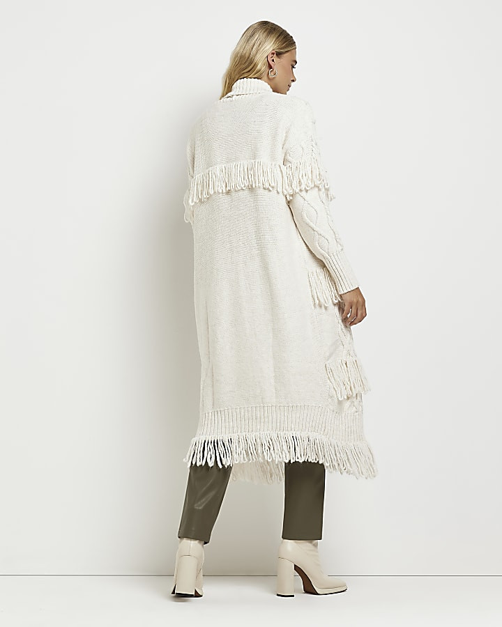 Cream cable longline cardigan | River Island (UK & IE)
