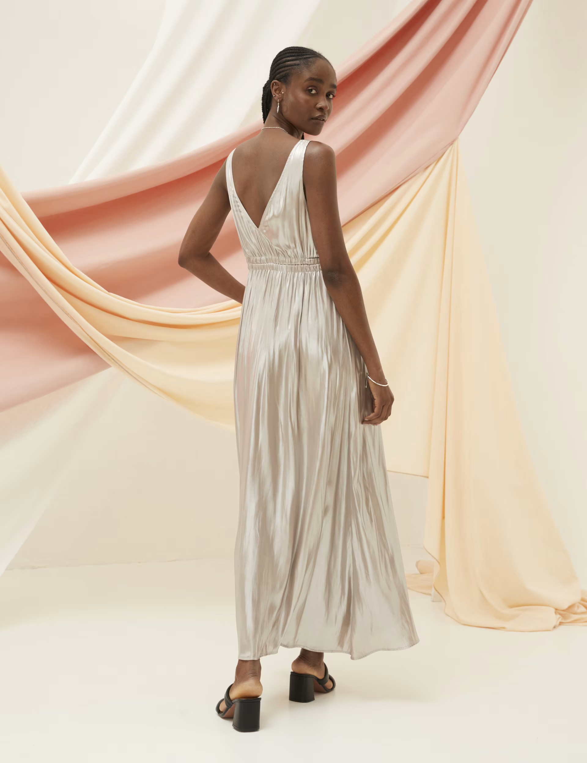 Metallic V-Neck Maxi Waisted Dress | Marks & Spencer (UK)