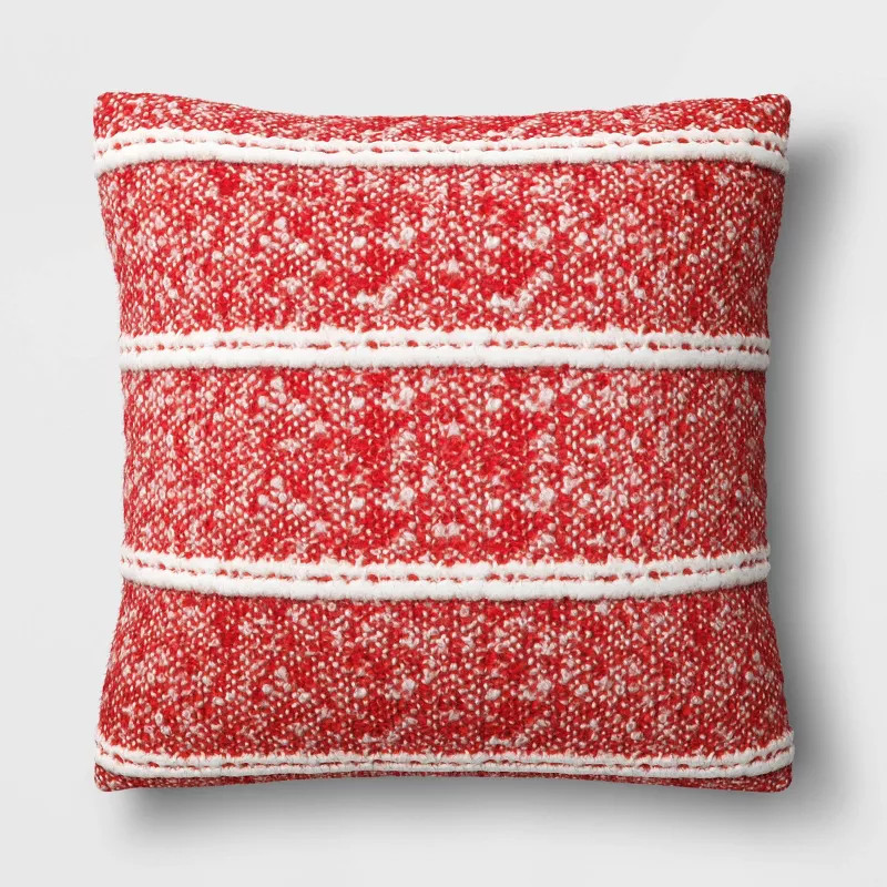 Woven Boucle Striped Square Christmas Throw Pillow - Threshold™ | Target