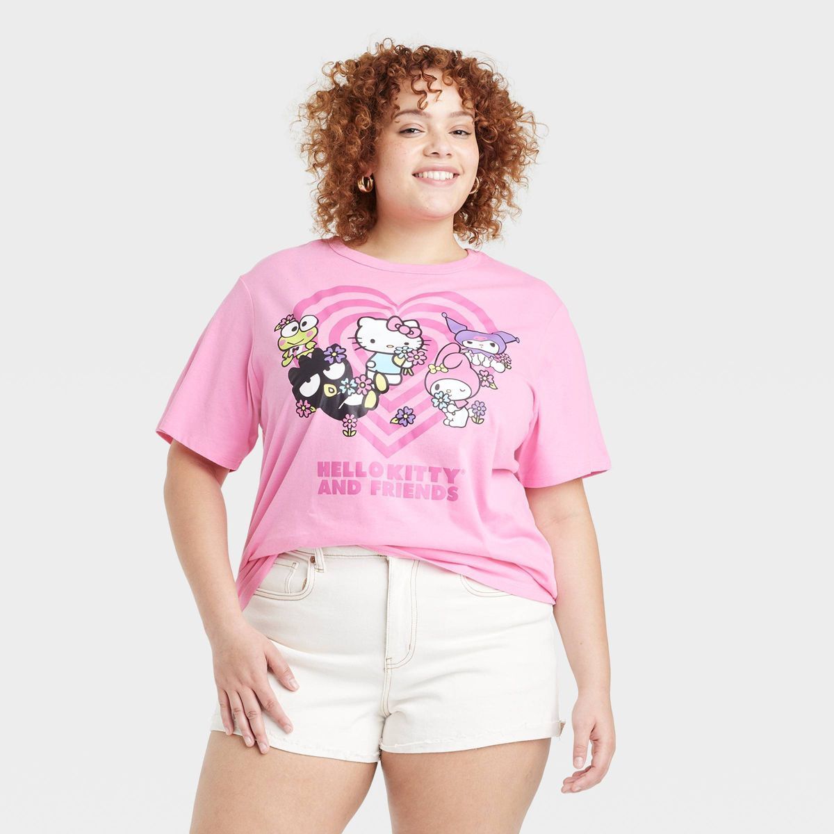 Women's Hello Kitty and Friends Heart Short Sleeve Graphic T-Shirt - Pink | Target