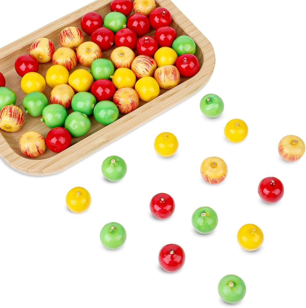 Mozeat Lens 60Pcs Artificial Apples Mini Artificial Apples 4 Styles Foam Fruit Fake Fruit Simulat... | Amazon (US)