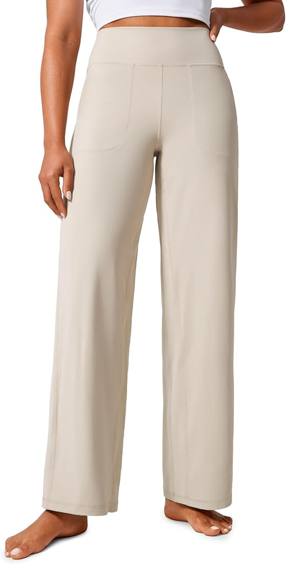 CRZ YOGA Womens Butterlift High Waisted Wide Leg Pants with Pockets 31" - Yoga Lounge Pants Butte... | Amazon (US)