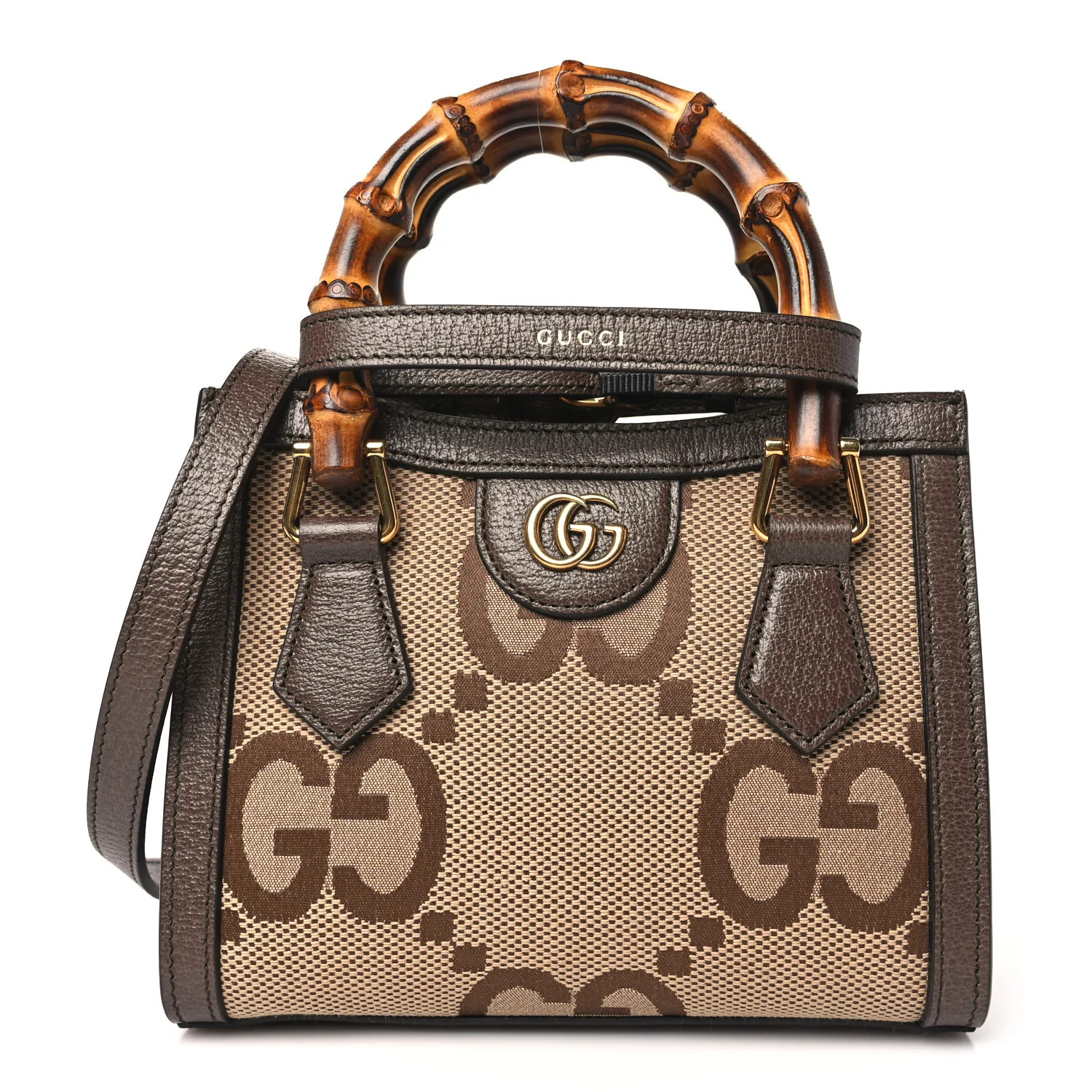 Monogram Jumbo GG Textured Dollar Calfskin Mini Diana Tote Bag Camel Ebony New Acero | FASHIONPHILE (US)