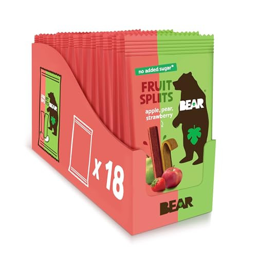 BEAR Real Fruit Snack Splits - Gluten Free, Vegan, and Non-GMO - Apple and Strawberry – Healthy School And Lunch Snacks For Kids And Adults, 0.7 Ounce (Pack of 18) | Amazon (US)