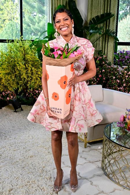 Shop Tamron Hall's floral lightweight organza puff sleeve belted button front mini dress #TamronHall #CelebrityStyle

#LTKWedding #LTKStyleTip #LTKParties