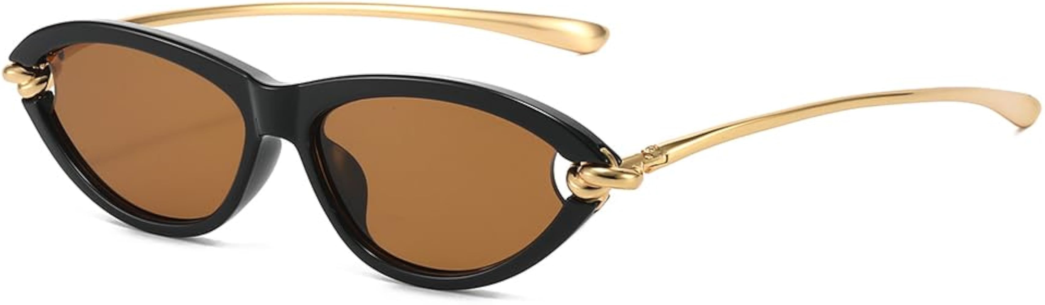 YAMEIZE Retro Cat Eye Sunglasses for Women Vintage Small Oval Cateye 90S Sunglasses Gold Frame UV... | Amazon (US)