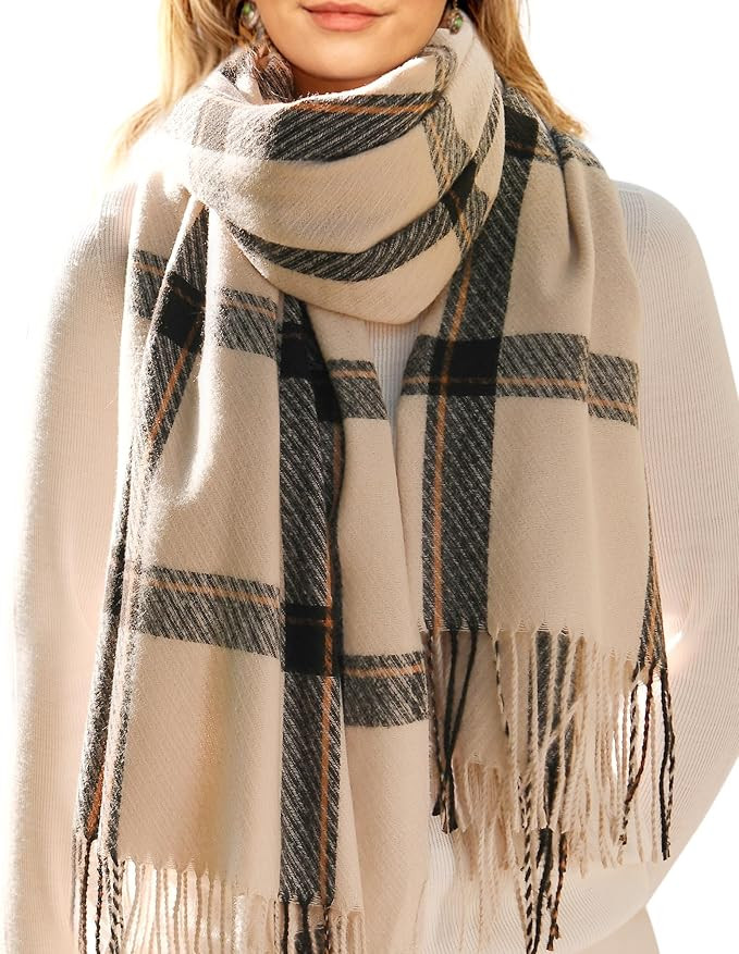 FURTALK Winter Scarf for Women Shawl Cashmere Feel Tassel Plaid Large Oversized Scarves Wraps | Amazon (US)