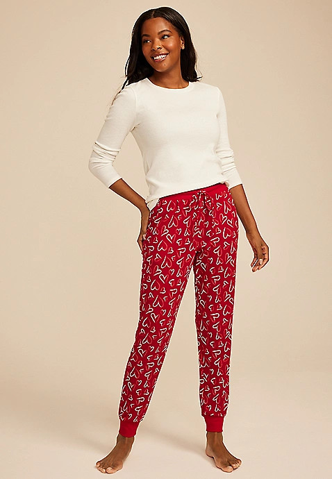 Sketch Heart Print Jogger Pajama Pants | Maurices
