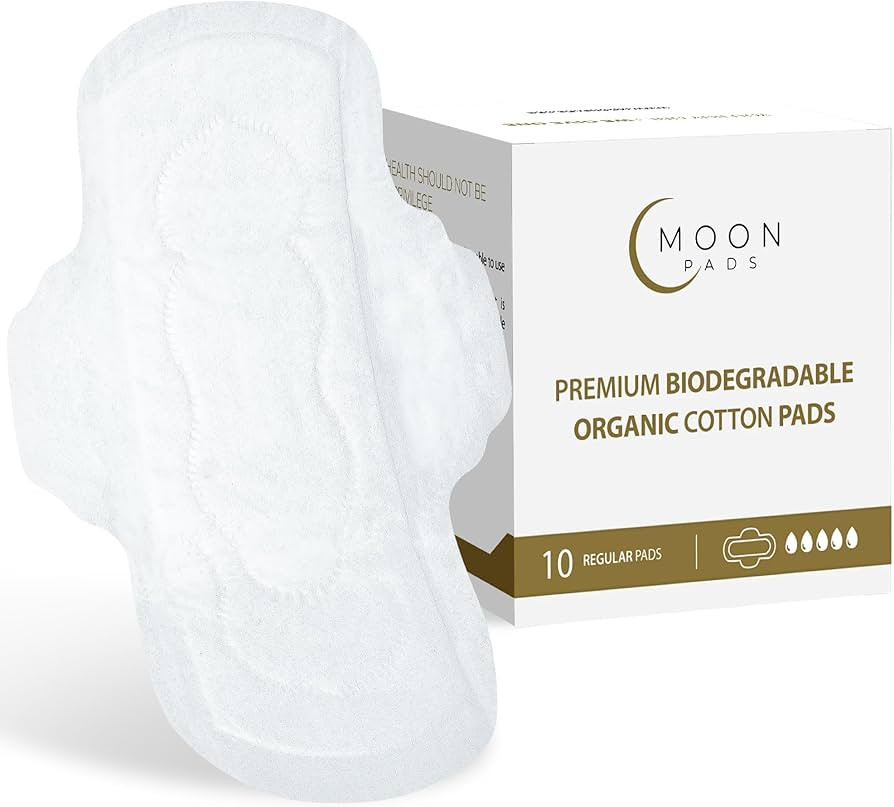 MoonPads Regular 10 Premium Organic Cotton Sanitary Ultra Thin Pads Wings for Women w/Sensitive S... | Amazon (US)