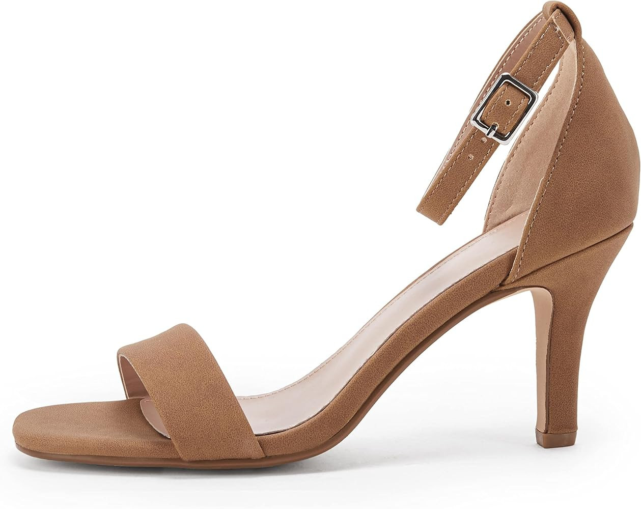 Womens Ankle Strap Kitten Heels Open Toe Stilettos Classic Heeled Sandals Fashion Wedding Pump Shoes | Amazon (US)