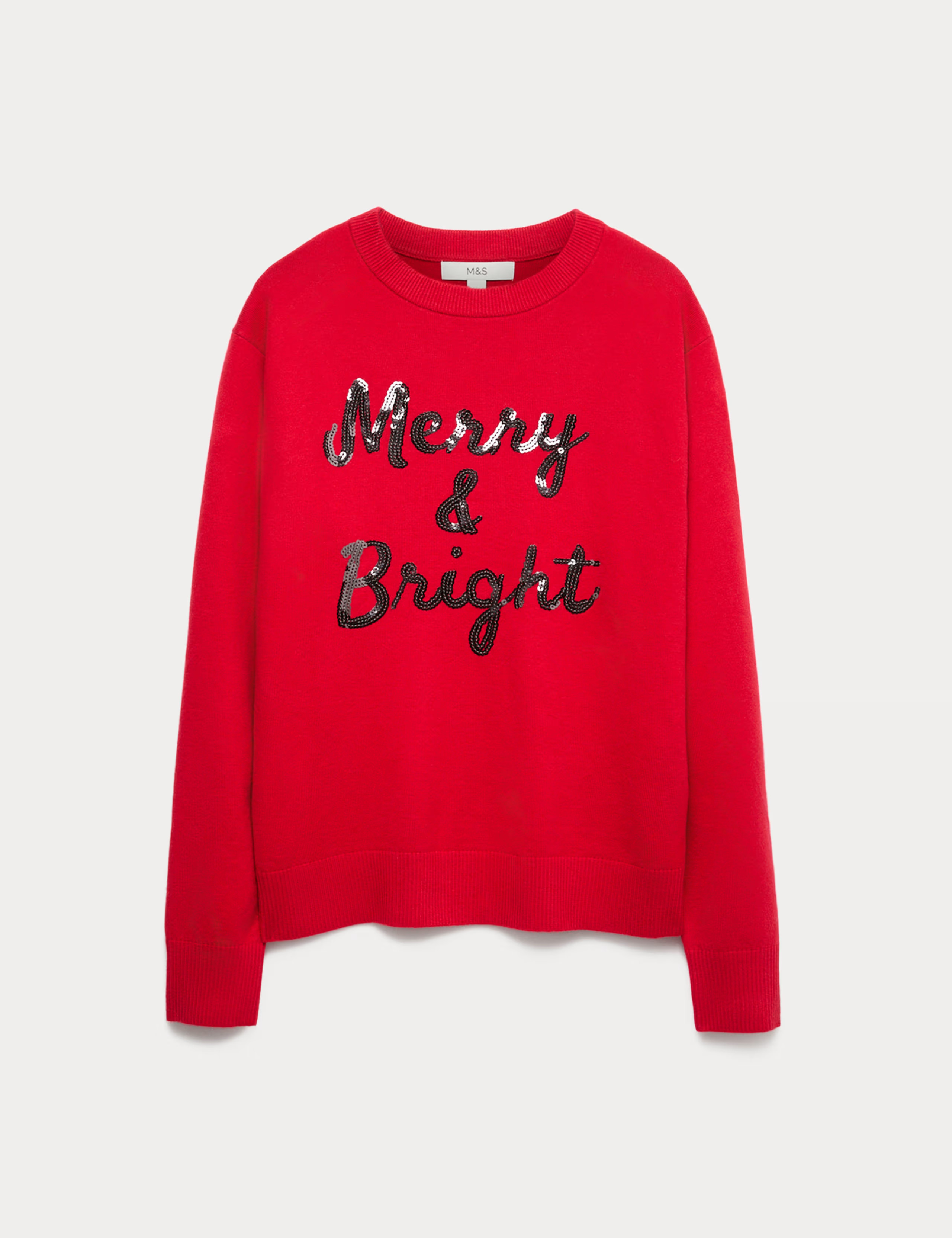 Air-Yarn Sequin Slogan Crew Neck Jumper | Marks & Spencer (UK)