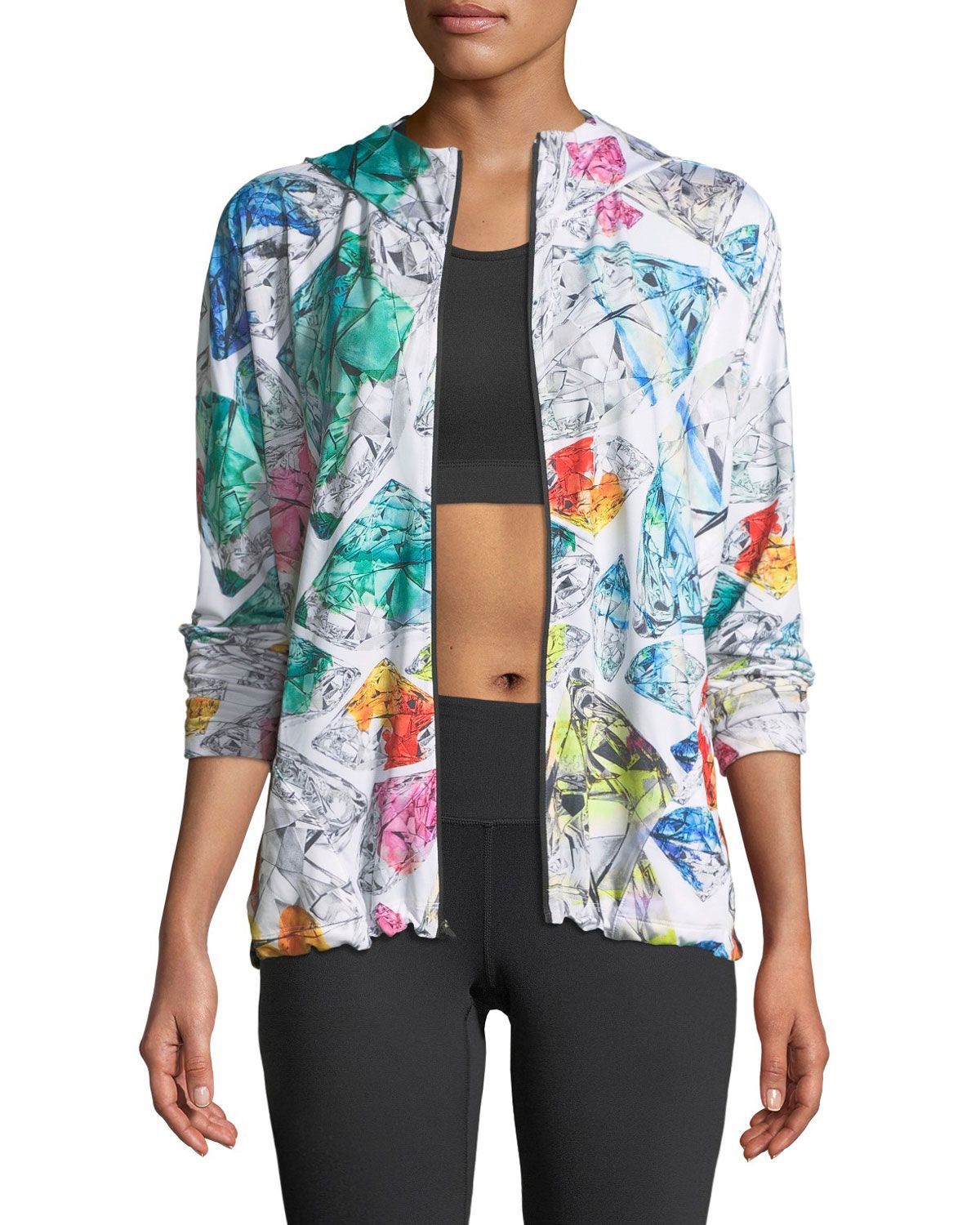 Mosaic-Print Zip-Front Hooded Performance Jacket | Bergdorf Goodman