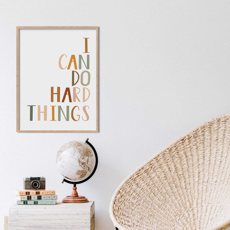 Affirmation Print for Kids, I Can Do Hard Things, Inspirational Nursery Decor, Printable Wall Art... | Etsy (US)