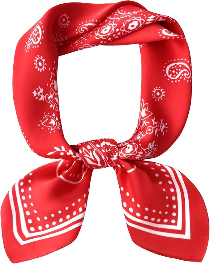 Mokoomiss Silk Feeling Scarf Medium Square Satin Head Scarf for Women 27.5 × 27.5 inches | Amazon (US)