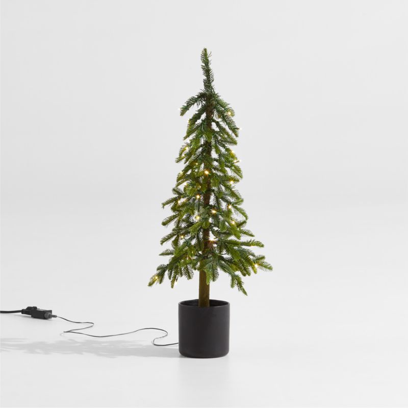 Faux Potted Slim Alpine Pre-Lit LED Tree with White Lights 3' + Reviews | Crate & Barrel | Crate & Barrel