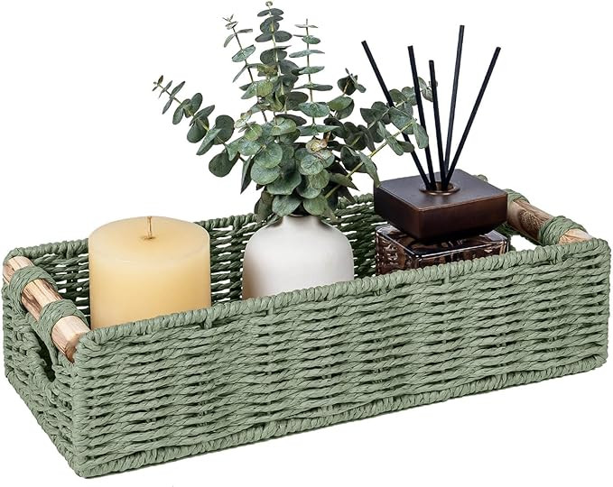 CubesLand Back of Toilet Storage Basket for Organizing w/Cut Out Handle, Handwoven Toilet Tank To... | Amazon (US)