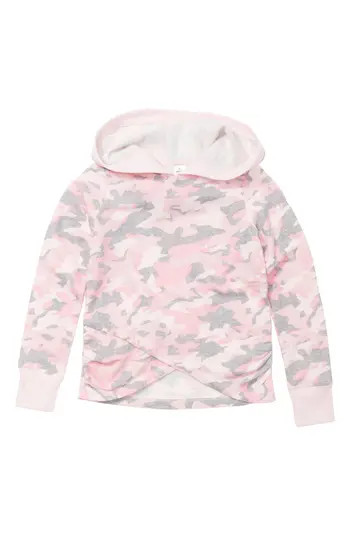 90 DEGREE BY REFLEX Terry Camo Print Crossover Hem Hoodie | Nordstromrack | Nordstrom Rack
