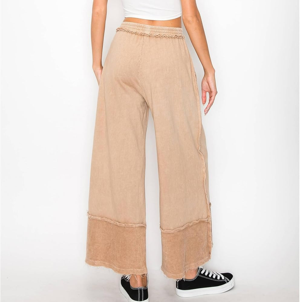 Duyang Women's Acid Wash Wide Leg Pants High Waisted Elastic Drawstring Baggy Palazzo Lounge Swea... | Amazon (US)