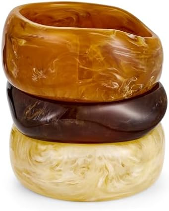 WOWORAMA 3pcs Colorful Resin Acrylic Bangle Bracelets Set for Women Wide Chunky Acrylic Bracelets... | Amazon (US)