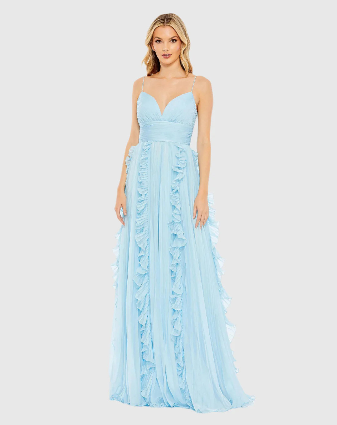 Pleated Sleeveless Flowy Gown | Mac Duggal
