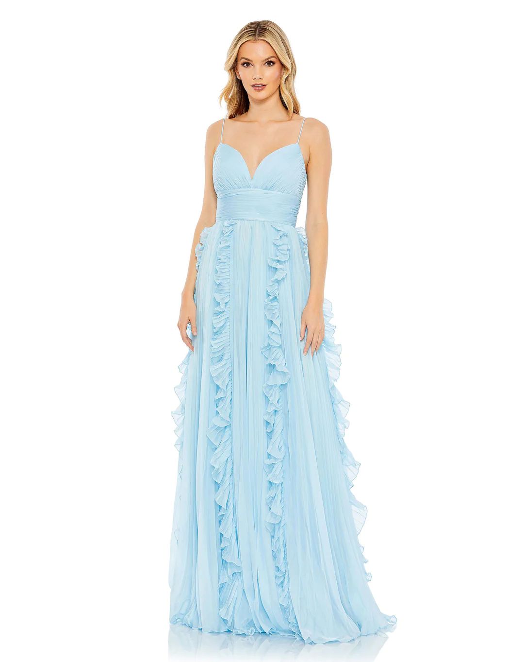 Pleated Sleeveless Flowy Gown | Mac Duggal