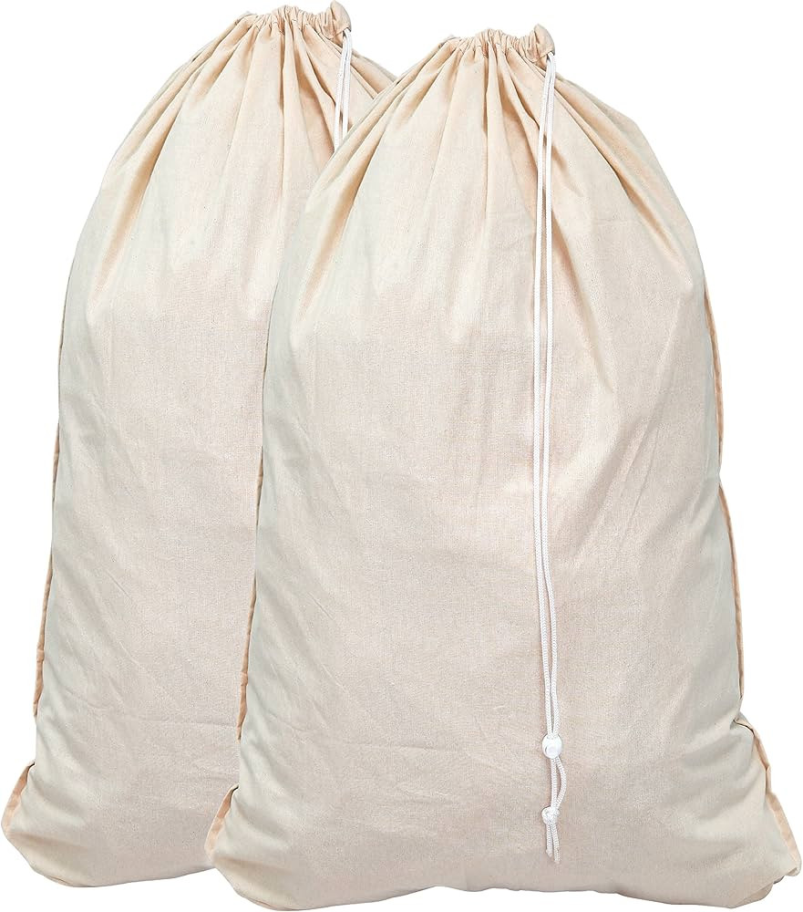 Simple Houseware Extra Large Natural Cotton Laundry Bag, Beige (28" x 36") - 2 Pack | Amazon (US)
