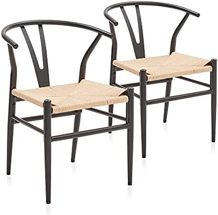 BELLEZE Modern Wishbone Kitchen & Dining Chair [Set of 2] with Mid-Century Metal Curved Backrest,... | Amazon (US)