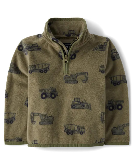 Toddler Boys Print Microfleece Half Zip Pullover - green | The Children's Place