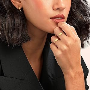 Kainier 14K Gold Plated Signet Rings Stackable Plain Slim Oval-shaped Thin Pinky Band for Women -... | Amazon (US)