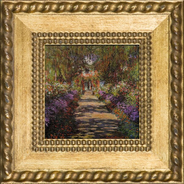 Claude Monet 'Garden Path at Giverny' Pre-Framed Miniature Print on Canvas | Bed Bath & Beyond