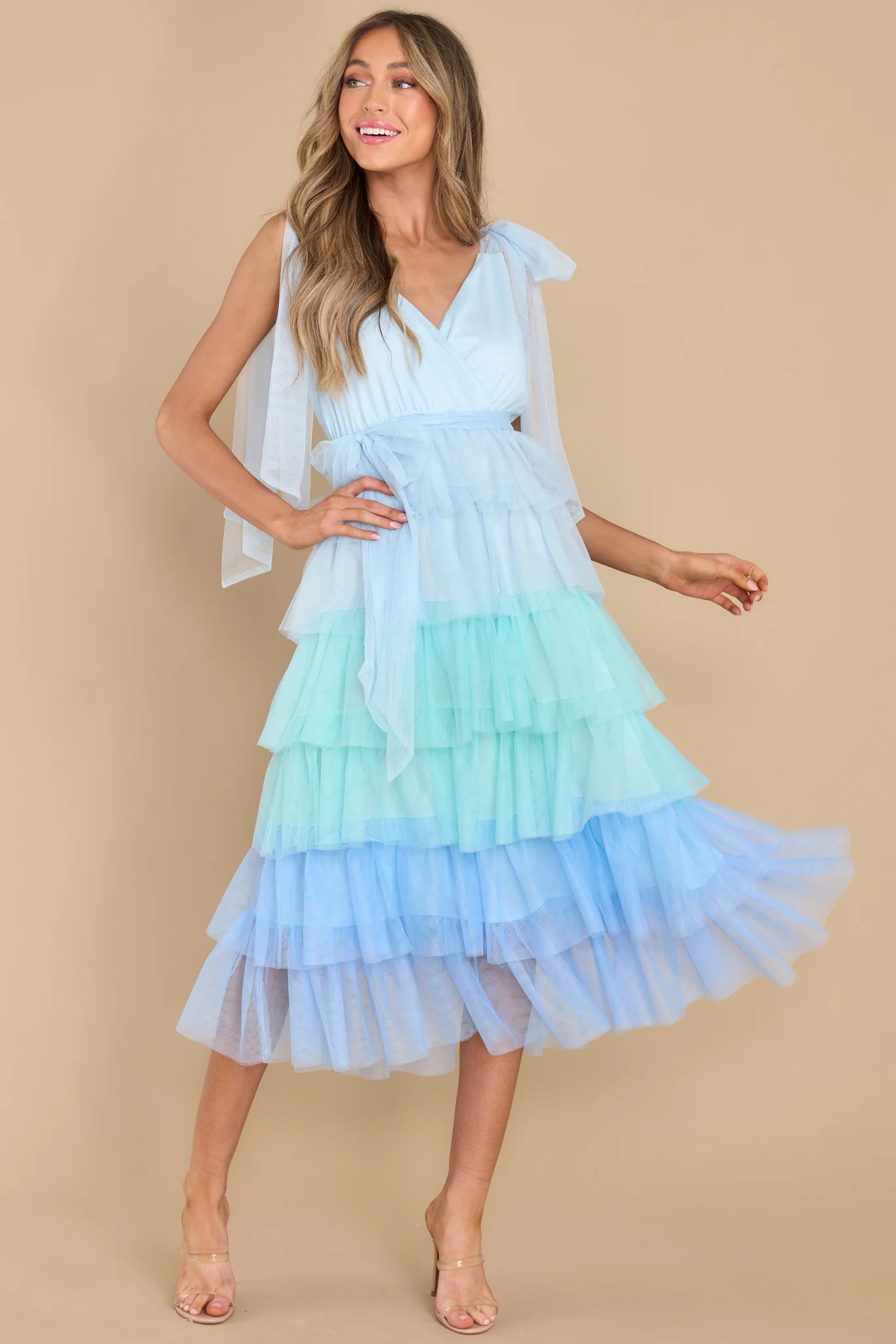 You Can Fly Blue Multi Midi Dress | Red Dress 