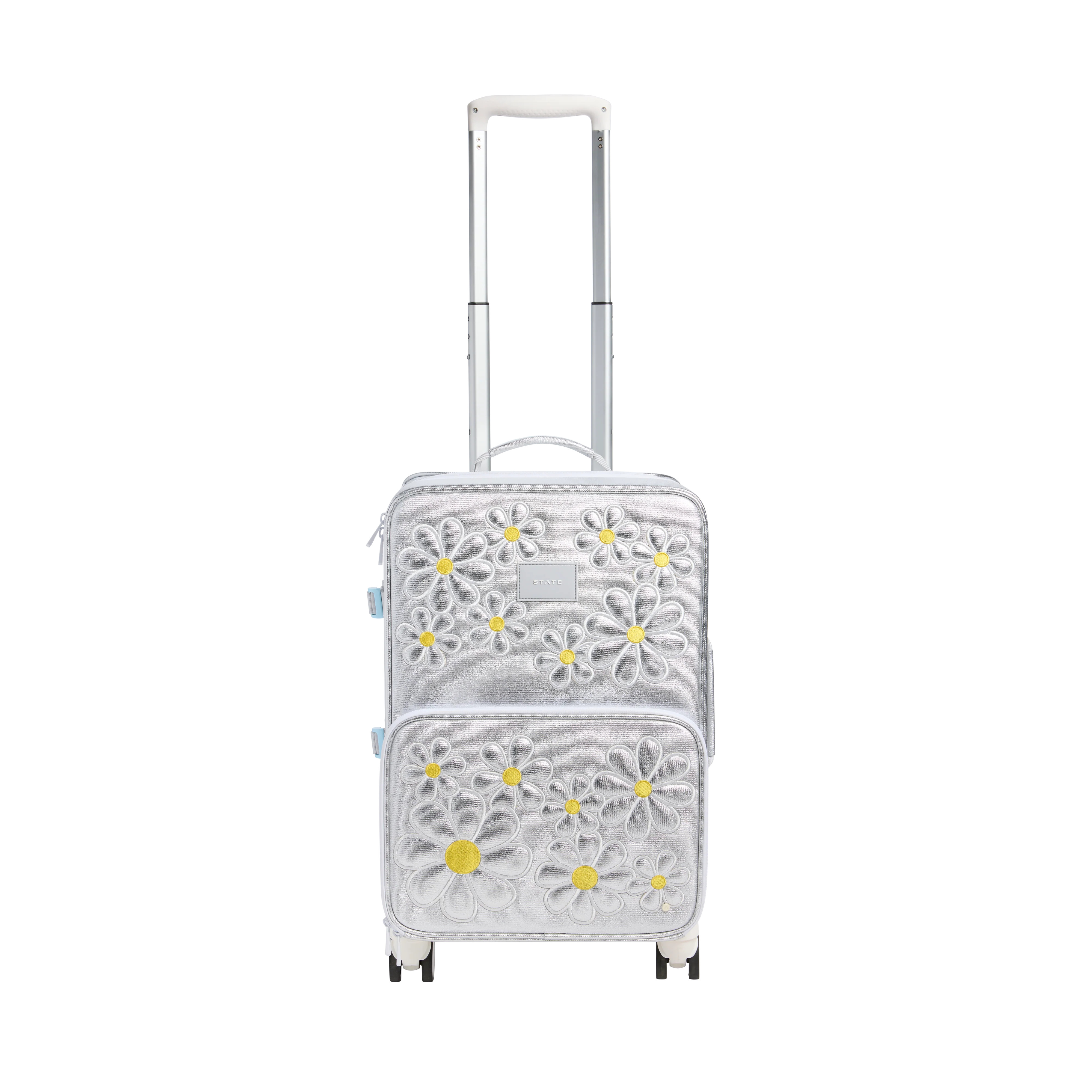 STATE Bags | Logan Carry-On Suitcase Metallic 3D Daisies | STATE Bags