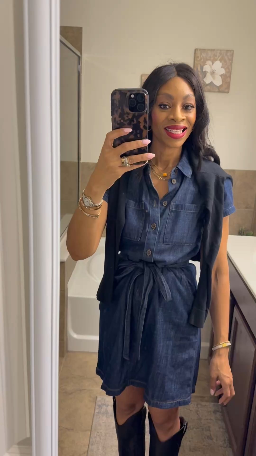 Channeling all the fall vibes today! 🍂
Outfit details: this cute denim dress from J.Crew Factory, my favorite western boots, and a cozy cardigan for that perfect preppy touch.

✨ Tap to shop my look and save it to your fall inspo board!

#LTKFallStyle #LTKOOTD #SouthernStyle #PreppyVibes #LTKFinds #denimdress #falloutfit


#LTKOver40 #LTKSeasonal #LTKStyleTip