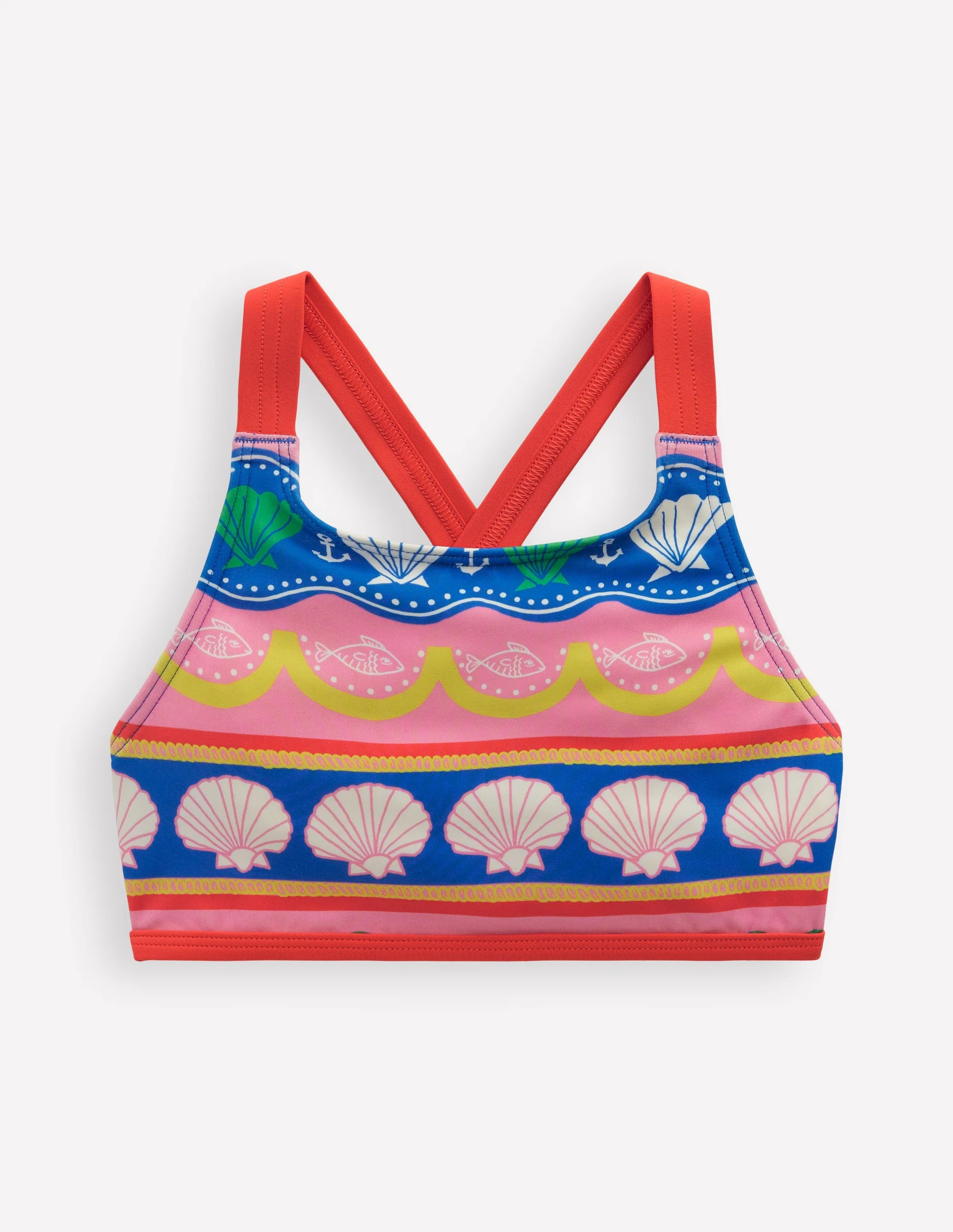 Cross-back Bikini Top-Multi Sea Shell Stripe | Boden (US)