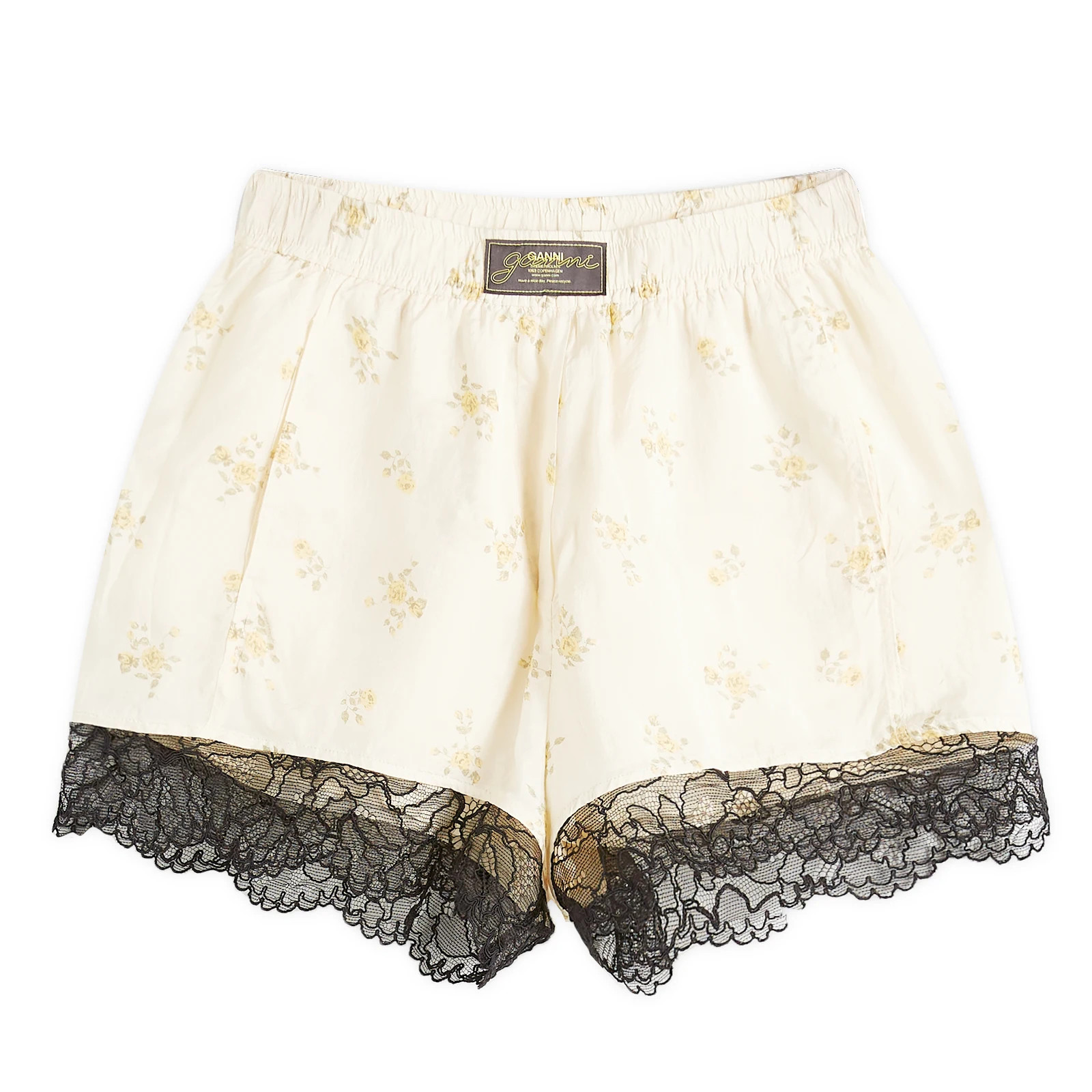 GANNI Printed Viscose Habotai Elasticated Shorts | END. Clothing