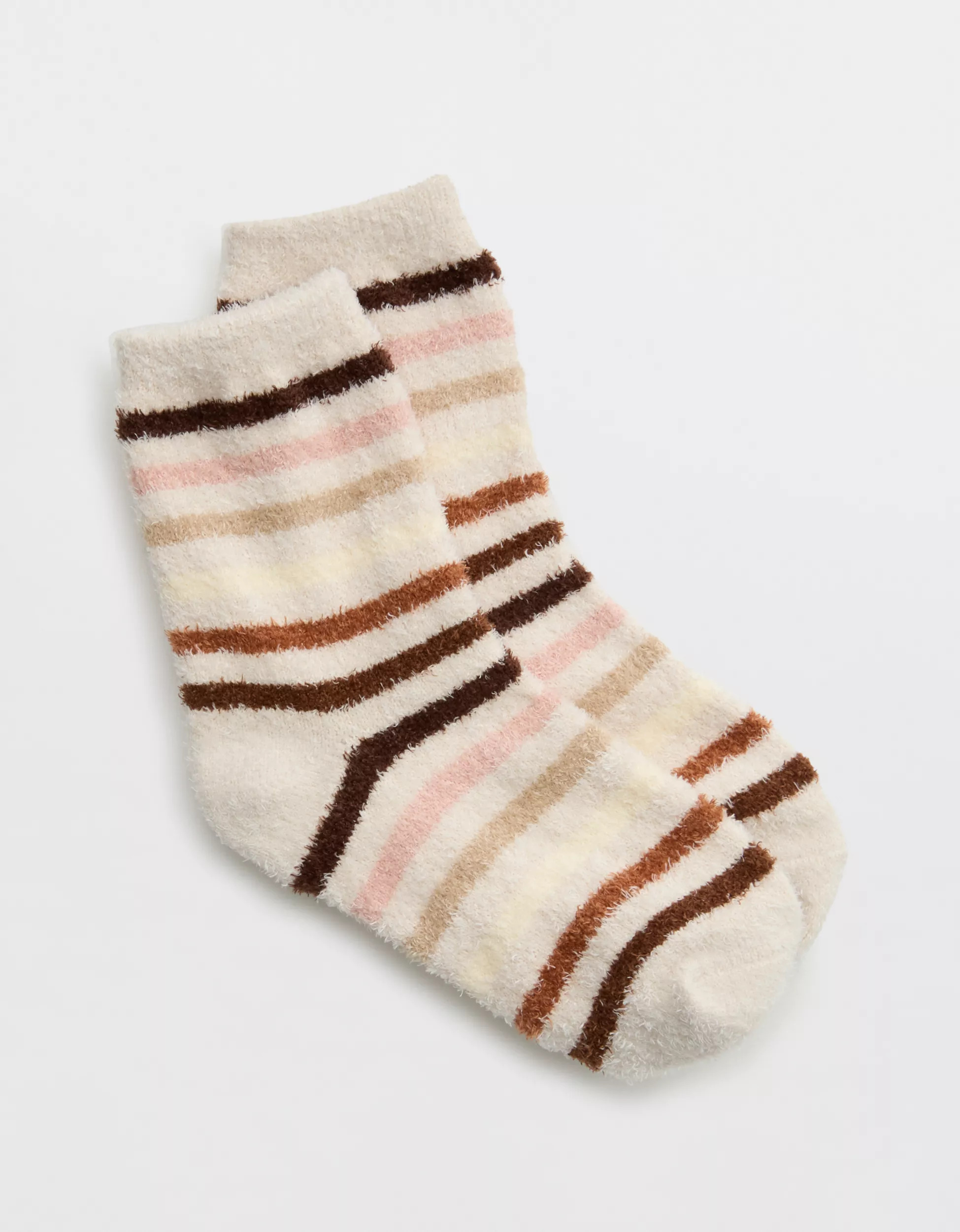 Aerie Fuzzy Sweater Striped Crew Socks | Aerie